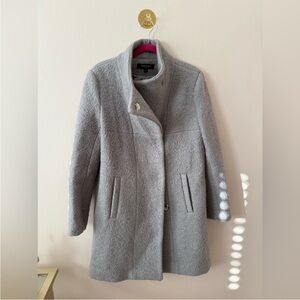 Kenneth Cole Grey Funnel Neck Wool Coat Size Medium